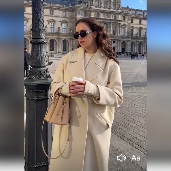 Zara Oversized Coat Cream - Picture 12 of 17